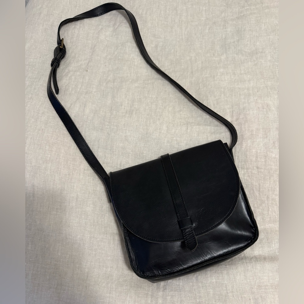 ABLE Black Leather Crossbody Purse